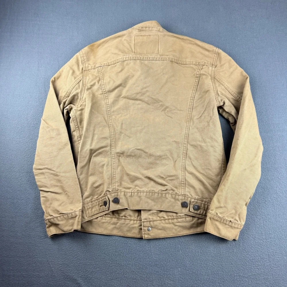 Levis Jacket Men's M Brown Canvas Trucker Button Up Workwear Coat Workwear